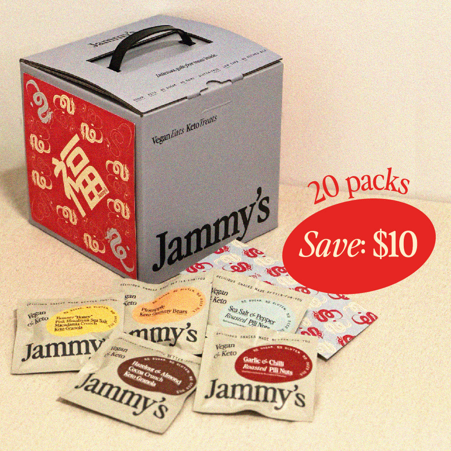 Jammy's Prosperity Box - 20 x Assorted Snack Packs (Keto & Vegan)