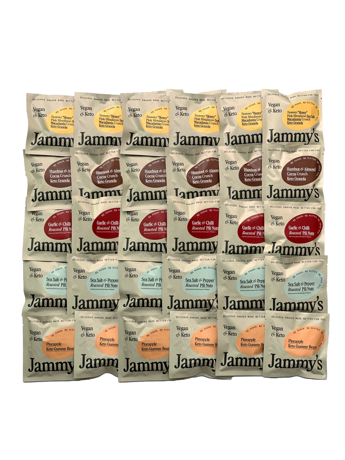 Jammy's Prosperity Box - 30 x Assorted Snack Packs (Keto & Vegan)