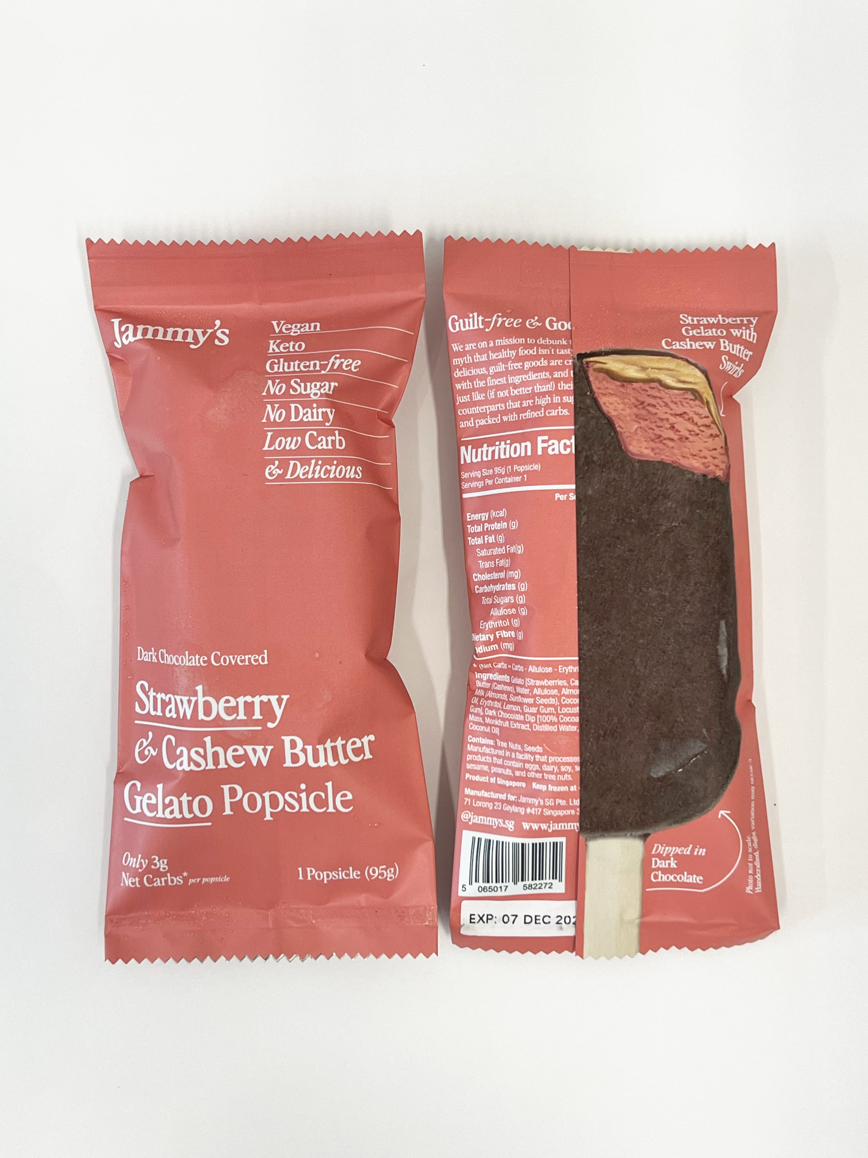 Strawberry & Cashew Butter Gelato Popsicle