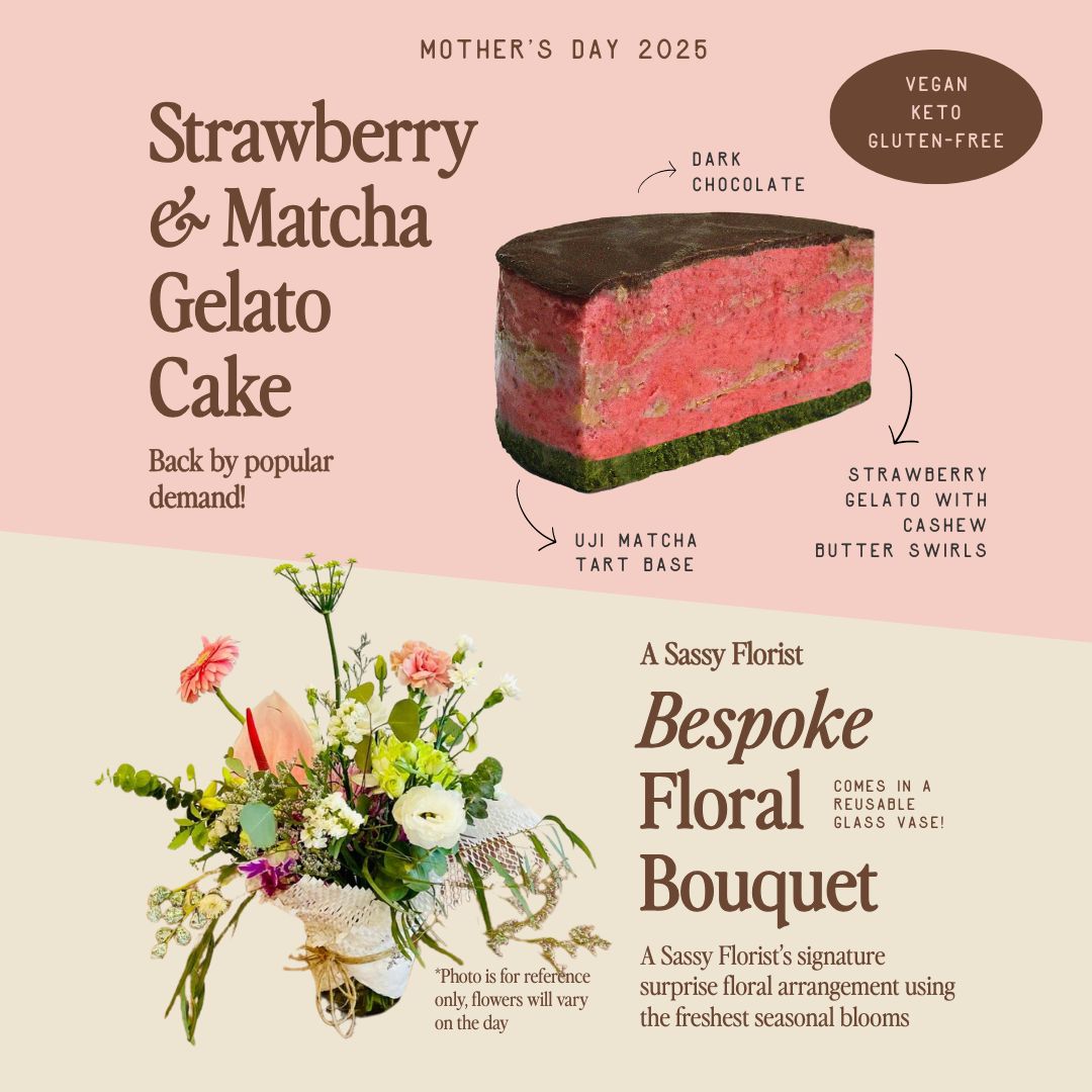 Strawberry & Matcha Gelato Cake + Bespoke Floral Bouquet [Mother's Day Special]