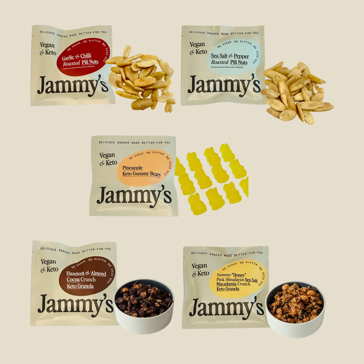 Jammy's Prosperity Box - 15 x Assorted Snack Packs (Keto & Vegan)